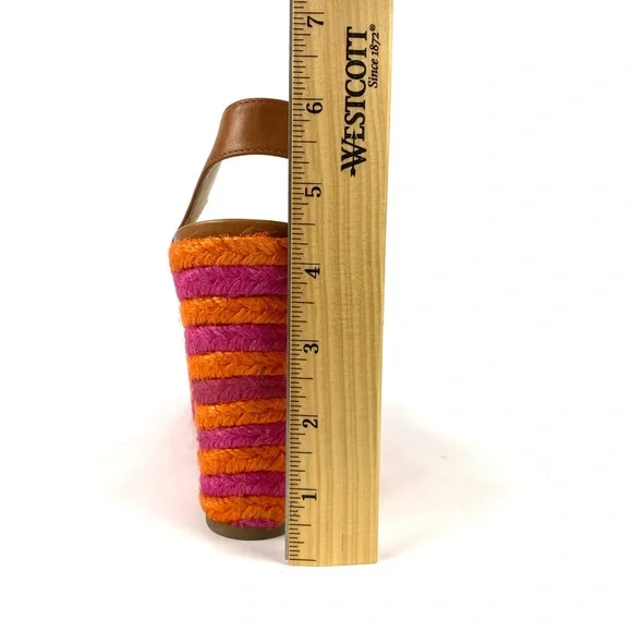 NWT Via Spiga Evelina Espadrille Wedge Platform Pink Orange Sandals, Size 8.5 - Picture 12 of 15
